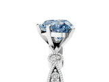 White gold Fancy Blue Heart  Milgrain Bezel Diamond Engagement Ring with Solitaire Prong Setting_146