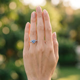 White gold Fancy Blue Heart  Milgrain Bezel Diamond Engagement Ring with Solitaire Prong Setting_148