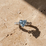 White gold Fancy Blue Heart  Milgrain Bezel Diamond Engagement Ring with Solitaire Prong Setting_151