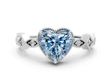 White gold Fancy Blue Heart  Milgrain Marquise Diamond Twist Band Ring_62