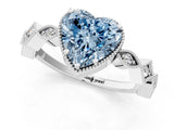 White gold Fancy Blue Heart  Milgrain Marquise Diamond Twist Band Ring_63