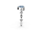White gold Fancy Blue Heart  Milgrain Marquise Diamond Twist Band Ring_63