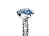 White gold Fancy Blue Heart  Milgrain Pave Diamond Engagement Ring with Four-Prong Setting_154