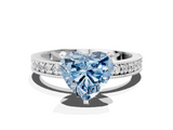 White gold Fancy Blue Heart  Milgrain Pave Diamond Engagement Ring with Four-Prong Setting_154