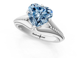 White gold Fancy Blue Heart  Solitaire Beaded Band Six-Prong Setting_1