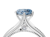 White gold Fancy Blue Heart  Solitaire Beaded Band Six-Prong Setting_4