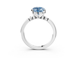 White gold Fancy Blue Heart  Solitaire Beaded Band with Four-Prong Setting_103
