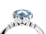White gold Fancy Blue Heart  Solitaire Beaded Band with Four-Prong Setting_104