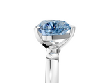 White gold Fancy Blue Heart  Solitaire Beaded Band with Four-Prong Setting_105