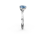 White gold Fancy Blue Heart  Solitaire Beaded Band with Four-Prong Setting_85