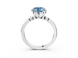White gold Fancy Blue Heart  Solitaire Beaded Band with Four-Prong Setting_90