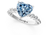 White gold Fancy Blue Heart  Solitaire Bezel Accent Diamond Engagement Ring with Beaded Band and Four-Prong Setting_39