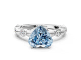 White gold Fancy Blue Heart  Solitaire Bezel-Set Diamond Ring with Beaded Band and Four-Prong Setting_32