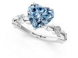 White gold Fancy Blue Heart  Solitaire Bezel-Set Diamond Ring with Beaded Band and Four-Prong Setting_33