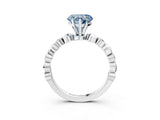 White gold Fancy Blue Heart  Solitaire Bezel-Set Diamond Ring with Beaded Band and Four-Prong Setting_35