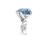 White gold Fancy Blue Heart  Solitaire Bezel-Set Diamond Ring with Beaded Band and Four-Prong Setting_37
