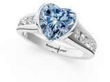 White gold Fancy Blue Heart  Solitaire Bezel-Set Diamond Ring with Channel-Set Band_74
