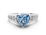 White gold Fancy Blue Heart  Solitaire Bezel-Set Diamond Ring with Channel-Set Band_77