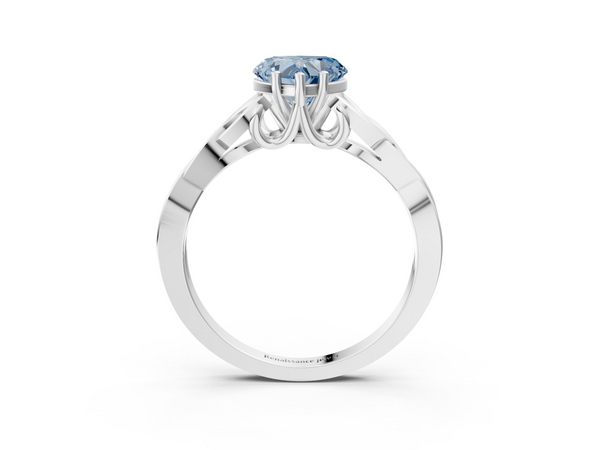 Sterling Silver Heart-Shaped Celtic Knot Solitaire Engagement Ring Setting for Fancy Blue Center