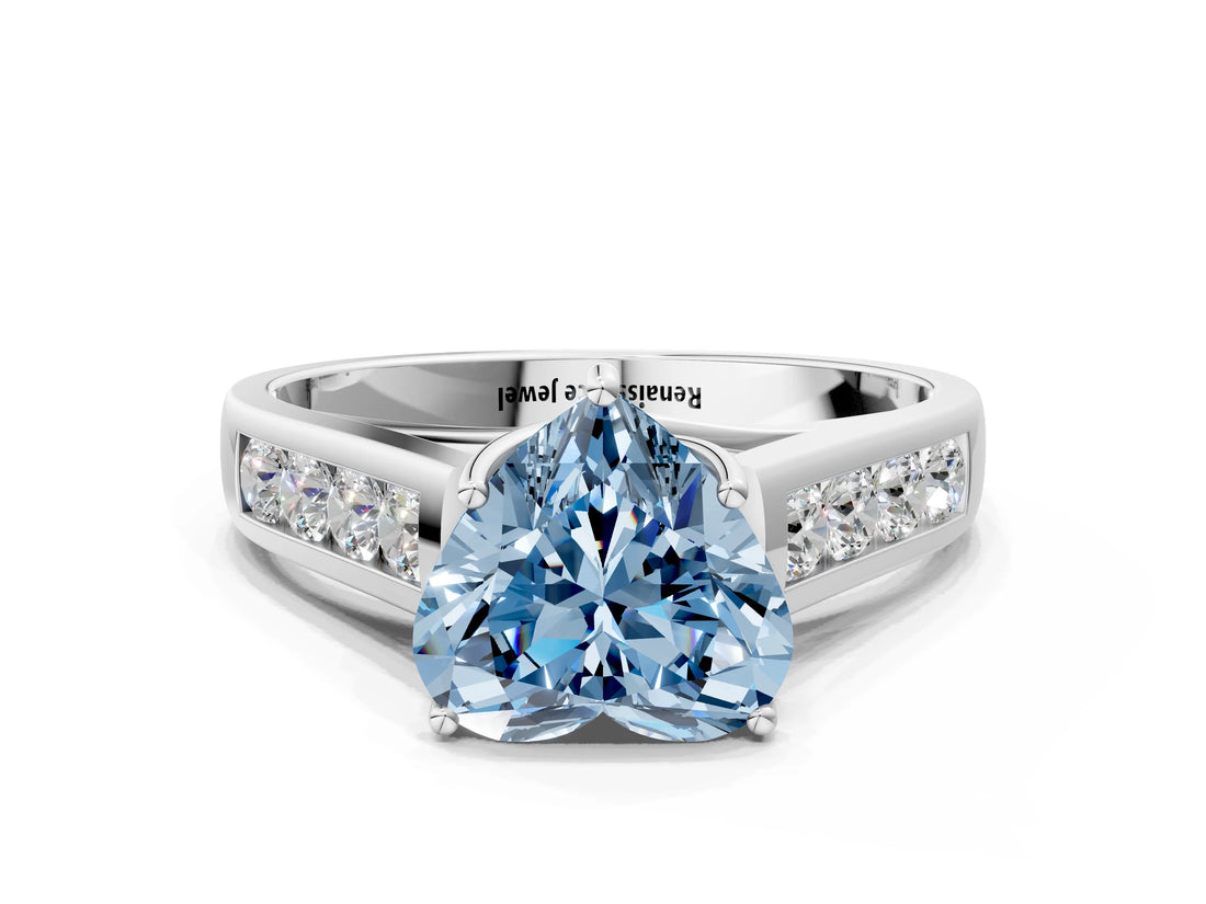 White gold Fancy Blue Heart  Solitaire Channel-Set Diamond Engagement Ring with Four-Prong Setting_53