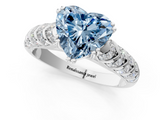 White gold Fancy Blue Heart  Solitaire Chevron Pave Diamond Engagement Ring with Six-Prong Setting_4