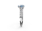White gold Fancy Blue Heart  Solitaire Chevron Pave Diamond Engagement Ring with Six-Prong Setting_5