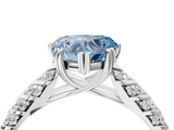 White gold Fancy Blue Heart  Solitaire Chevron Pave Diamond Engagement Ring with Six-Prong Setting_7