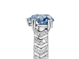 White gold Fancy Blue Heart  Solitaire Chevron Pave Diamond Engagement Ring with Six-Prong Setting_8