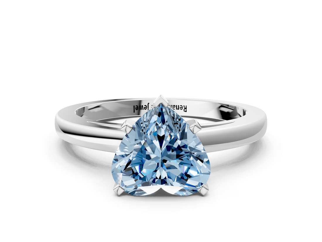 White gold Fancy Blue Heart  Solitaire Diamond Engagement Ring with Four-Prong Setting on a Classic Band_3