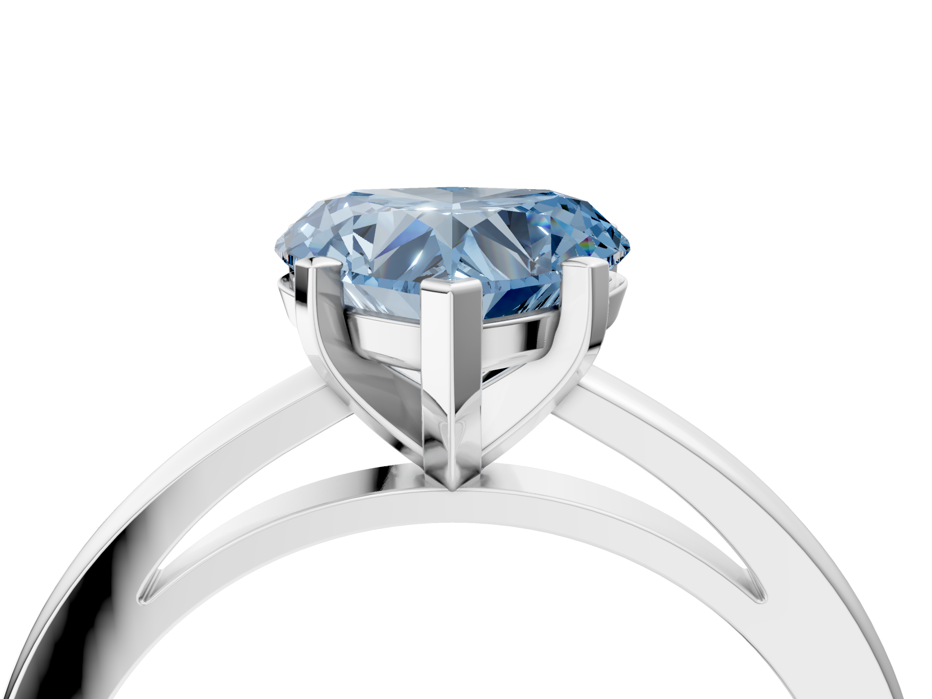 White gold Fancy Blue Heart  Solitaire Diamond Engagement Ring with Four-Prong Setting on a Classic Band_7