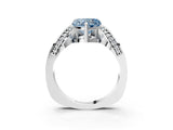 White gold Fancy Blue Heart  Solitaire Diamond Engagement Ring with Pave Band and Four-Prong Setting 4