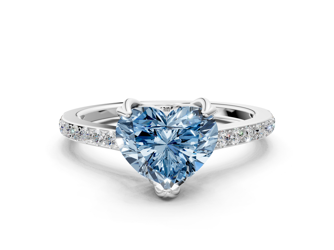 White gold Fancy Blue Heart  Solitaire Diamond Engagement Ring with Pave Band and Six-Prong Setting_20