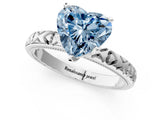 White gold Fancy Blue Heart  Solitaire Diamond Engagement Ring with XO Engraved Band and Four-Prong Setting 2