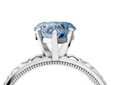 White gold Fancy Blue Heart  Solitaire Diamond Engagement Ring with XO Engraved Band and Four-Prong Setting 5