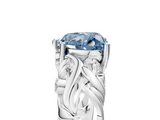 White gold Fancy Blue Heart  Solitaire Diamond Leaf Vine Band with Prong Setting_29