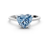 White gold Fancy Blue Heart  Solitaire Diamond Ring with 4-Prong Setting on a Classic Band_3