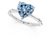 White gold Fancy Blue Heart  Solitaire Diamond Ring with Bamboo Band and Four-Prong Setting_35