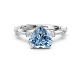 White gold Fancy Blue Heart  Solitaire Diamond Ring with Bezel Set Side Stones and Prong Setting_3