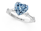 White gold Fancy Blue Heart  Solitaire Diamond Ring with Bezel Set Side Stones and Prong Setting_4