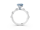 White gold Fancy Blue Heart  Solitaire Diamond Ring with Bezel Set Side Stones and Prong Setting_6