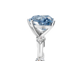 White gold Fancy Blue Heart  Solitaire Diamond Ring with Bezel Set Side Stones and Prong Setting_8