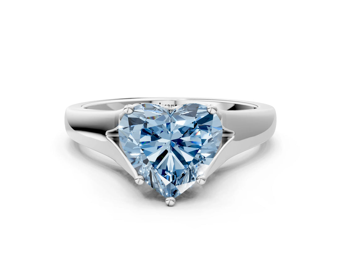 White gold Fancy Blue Heart  Solitaire Diamond Ring with Cathedral Band and Four-Prong Setting_66