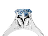 White gold Fancy Blue Heart  Solitaire Diamond Ring with Cathedral Band and Four-Prong Setting_70