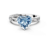 White gold Fancy Blue Heart  Solitaire Diamond Ring with Channel-Set Baguette Band and Four-Prong Setting_65