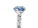 White gold Fancy Blue Heart  Solitaire Diamond Ring with Channel-Set Baguette Band and Four-Prong Setting_70