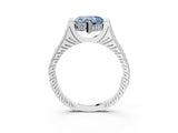 White gold Fancy Blue Heart  Solitaire Diamond Ring with Channel Set Band and Bezel Prong Setting_77