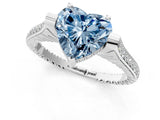 White gold Fancy Blue Heart  Solitaire Diamond Ring with Channel Set Band and Bezel Prong Setting_78