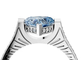 White gold Fancy Blue Heart  Solitaire Diamond Ring with Channel Set Band and Bezel Prong Setting_78