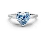 White gold Fancy Blue Heart  Solitaire Diamond Ring with Channel Set Band and Bezel Prong Setting_79