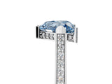 White gold Fancy Blue Heart  Solitaire Diamond Ring with Channel Set Band and Bezel Prong Setting_79